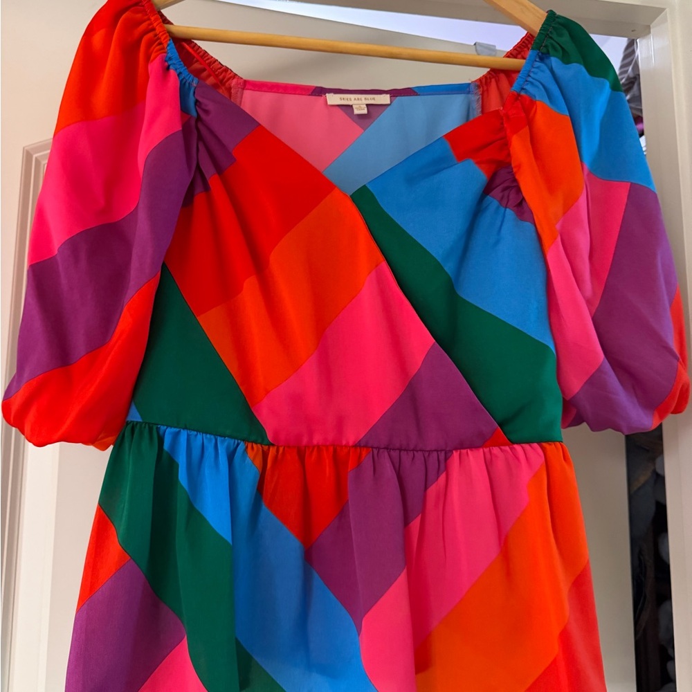 Skies Are Blue women’s multicolor peplum top size small